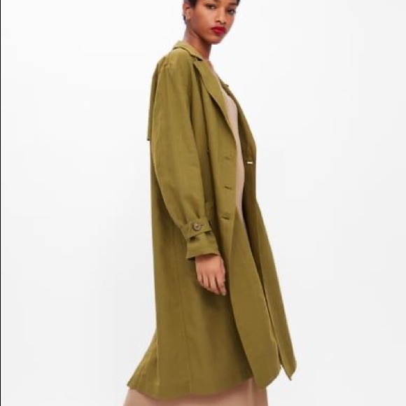 Zara OVERSIZED BUTTONED TRENCH COAT in Oil color size M - Picture 2 of 14